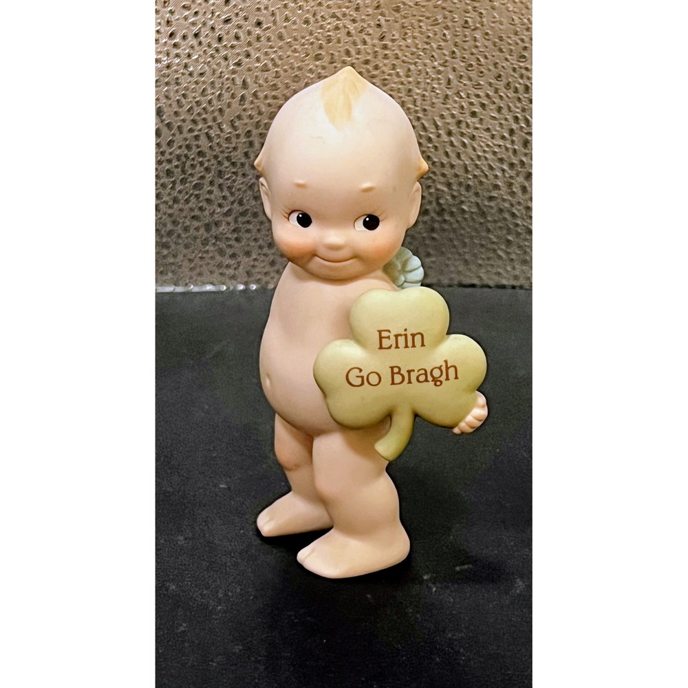Vintage 1993 Rose ONeill Kewpie Erin Go Bragh Shamrock Irish Figurine 4.5"